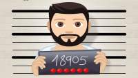 A mugshot image of character in BitLife