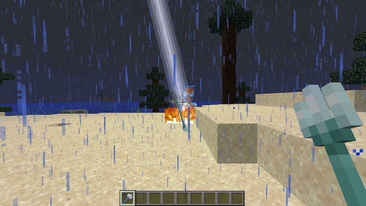 Using a Trident with Channeling to create a Charged Creeper.