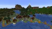 A large minecraft®168极速赛车开奖直播-168一分钟极速赛车168官方网开奖结果-体彩历史记录查询-号码预测网站 Taiga Village with a Woodland Mansion in the background