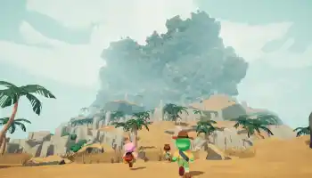 Peak characters running towards a mountain