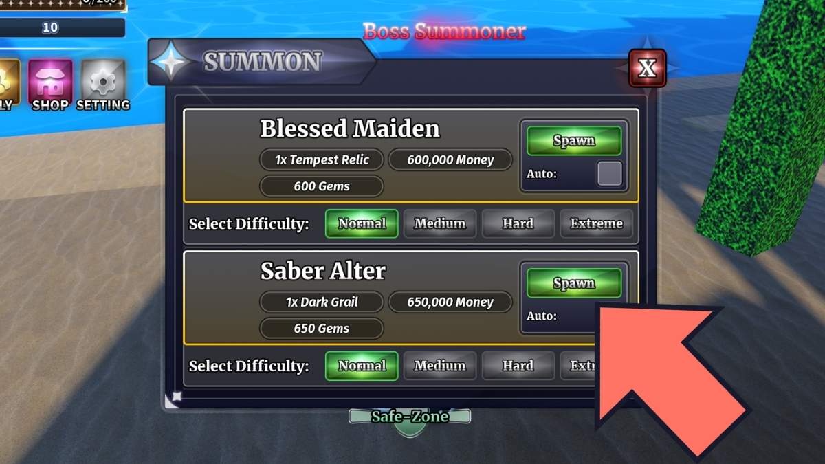 Saber Alter Boss location in Sailor Piece